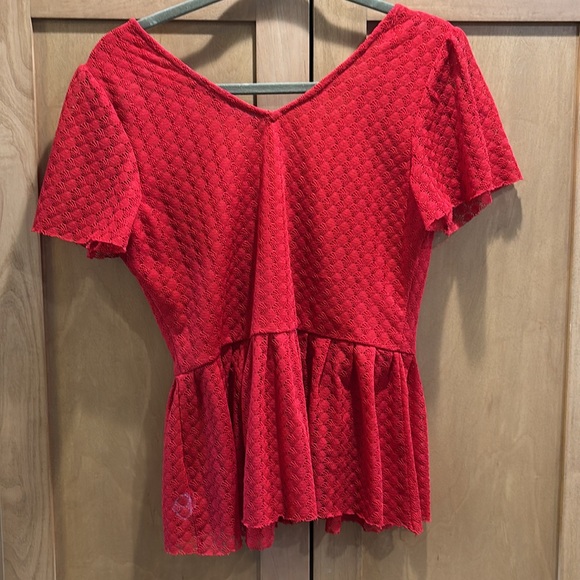 Red peplum top.  Very cute!  Size large, boutique top.  Great condition. - Picture 3 of 4